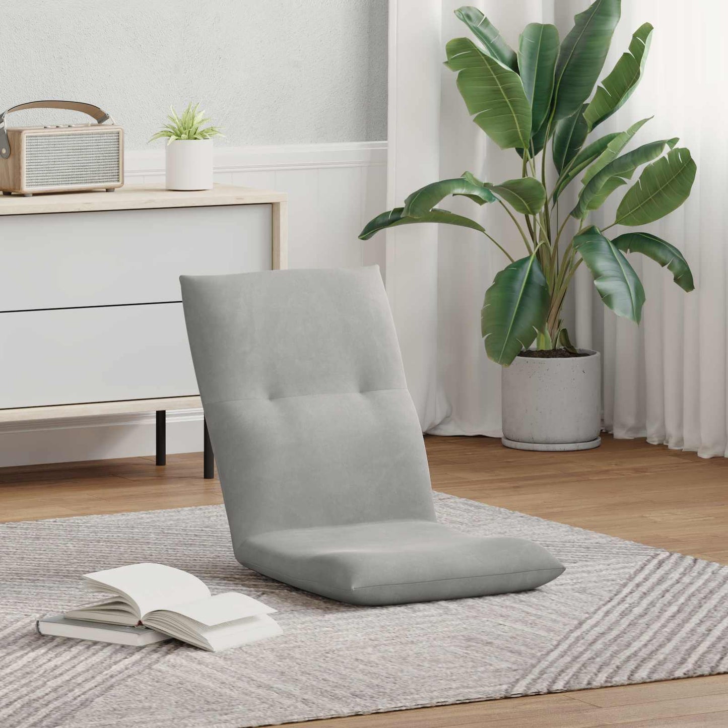 Sedia a pavimento regolabile Grigio Chiaro Velluto