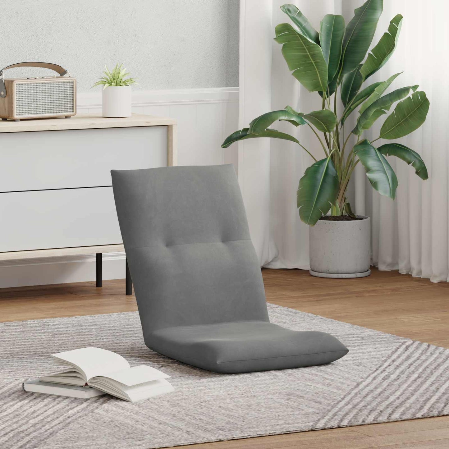 Sedia a pavimento regolabile Grigio Scuro Velluto