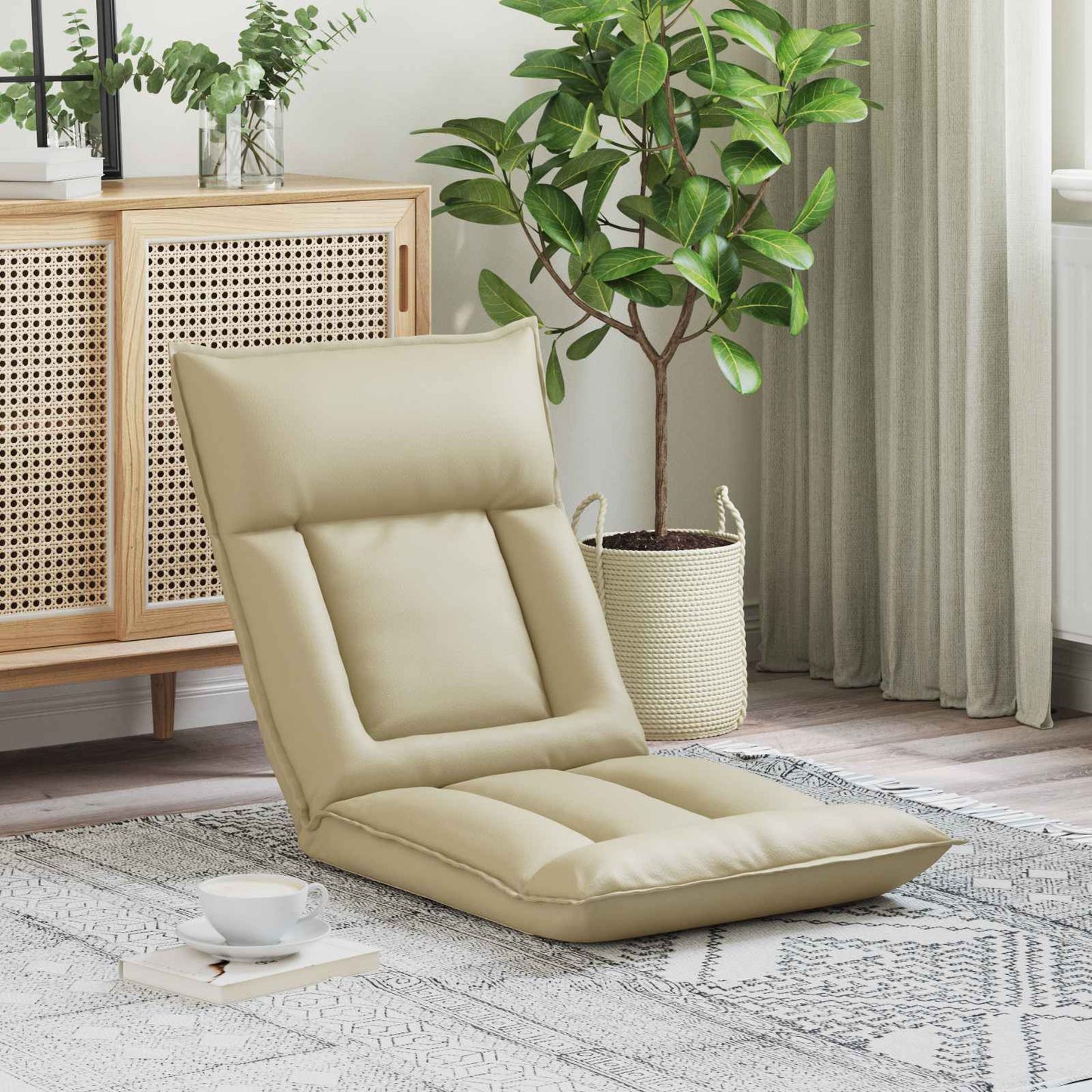 Sedia a pavimento regolabile Crema Similpelle | homemem39