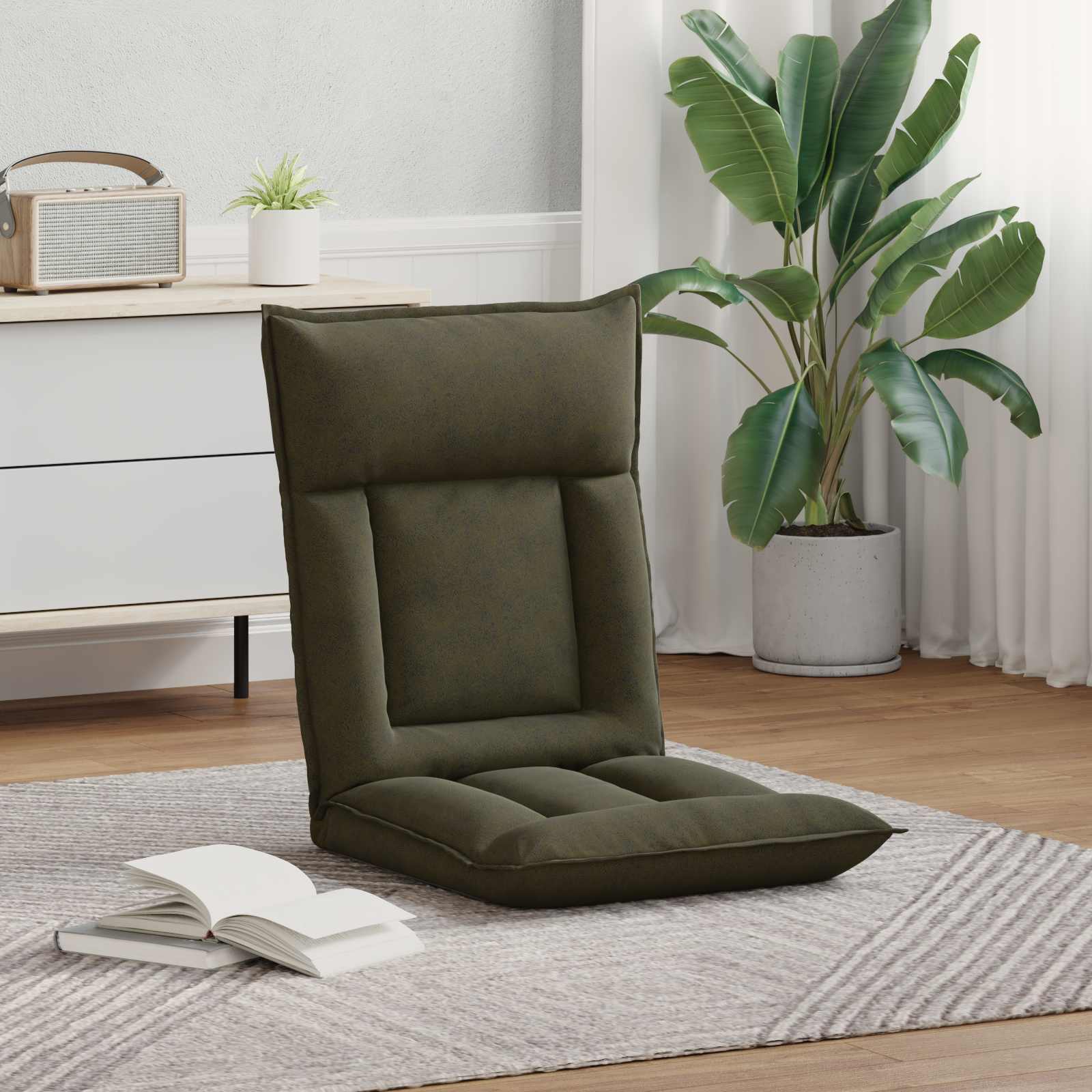 Sedia da Pavimento Verde militare 55 x 61 x 70 cm Tessuto | homemem39