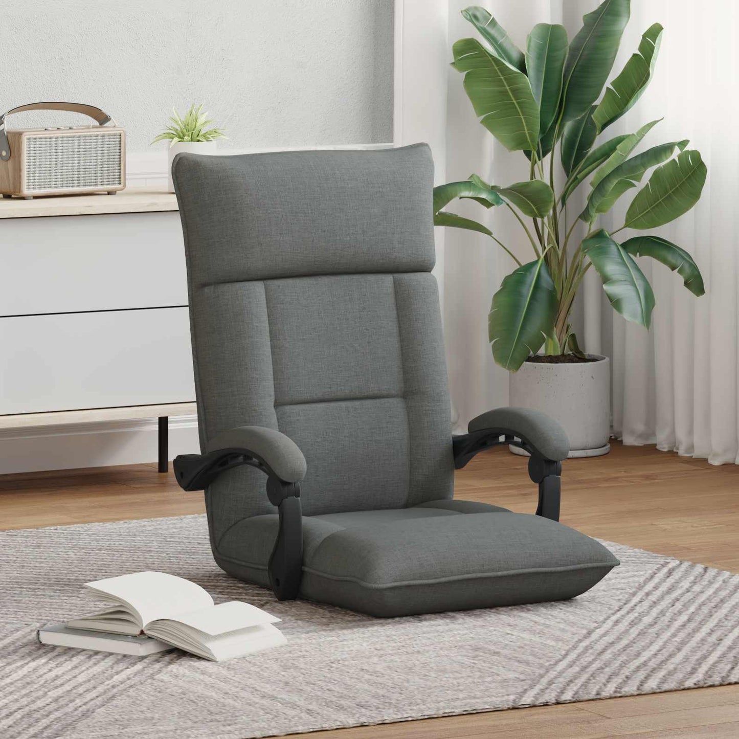 Sedia da Pavimento Grigio scuro 66 x 66 x 80 cm Tessuto | homemem39