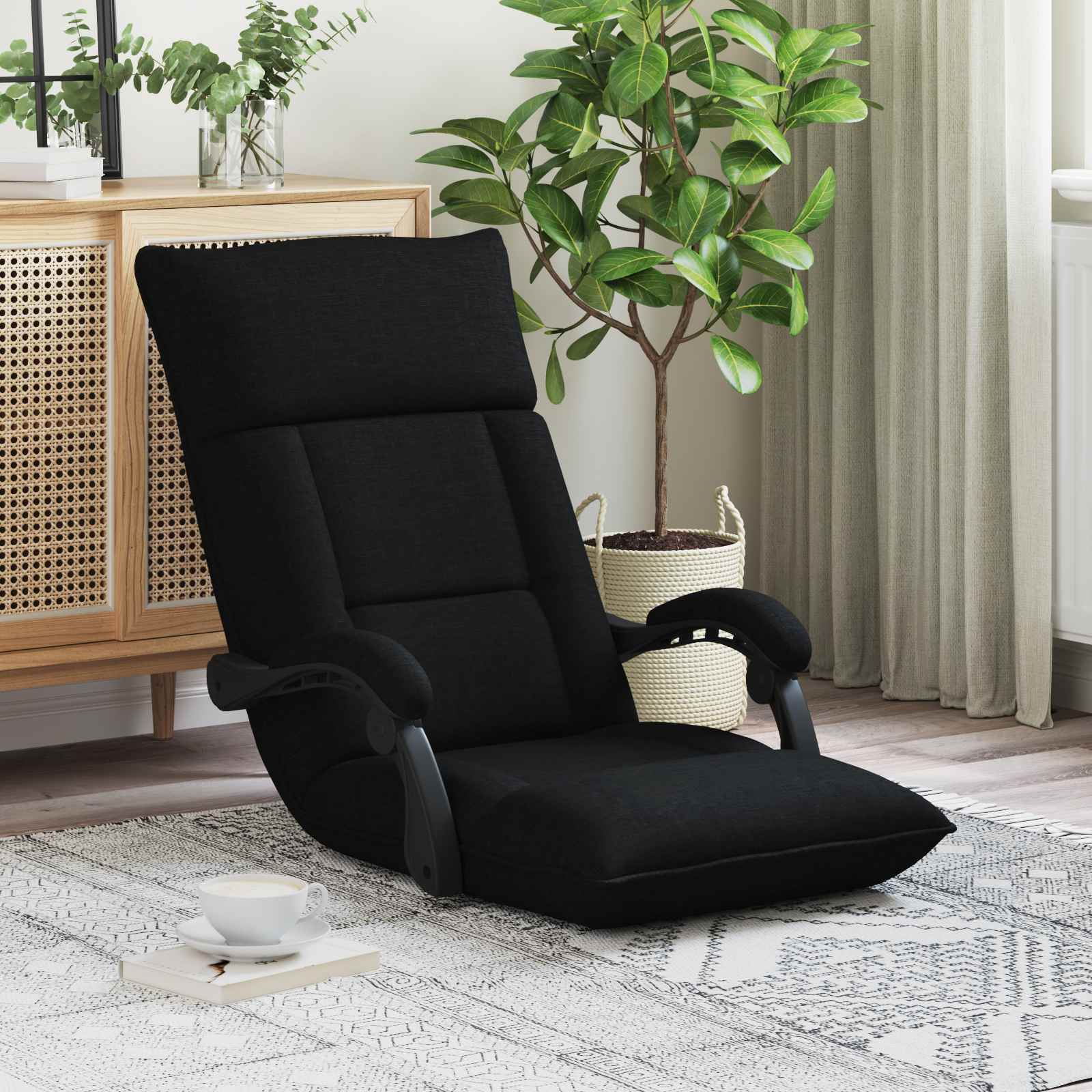 Sedia da Pavimento Nero 66 x 66 x 80 cm Tessuto | homemem39