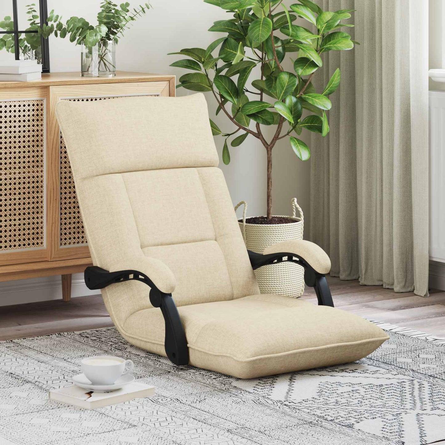 Sedia da Pavimento Crema 66 x 66 x 80 cm Tessuto | homemem39