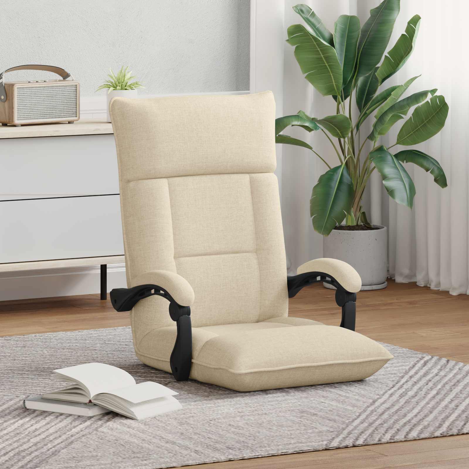 Sedia da Pavimento Crema 66 x 66 x 80 cm Tessuto | homemem39