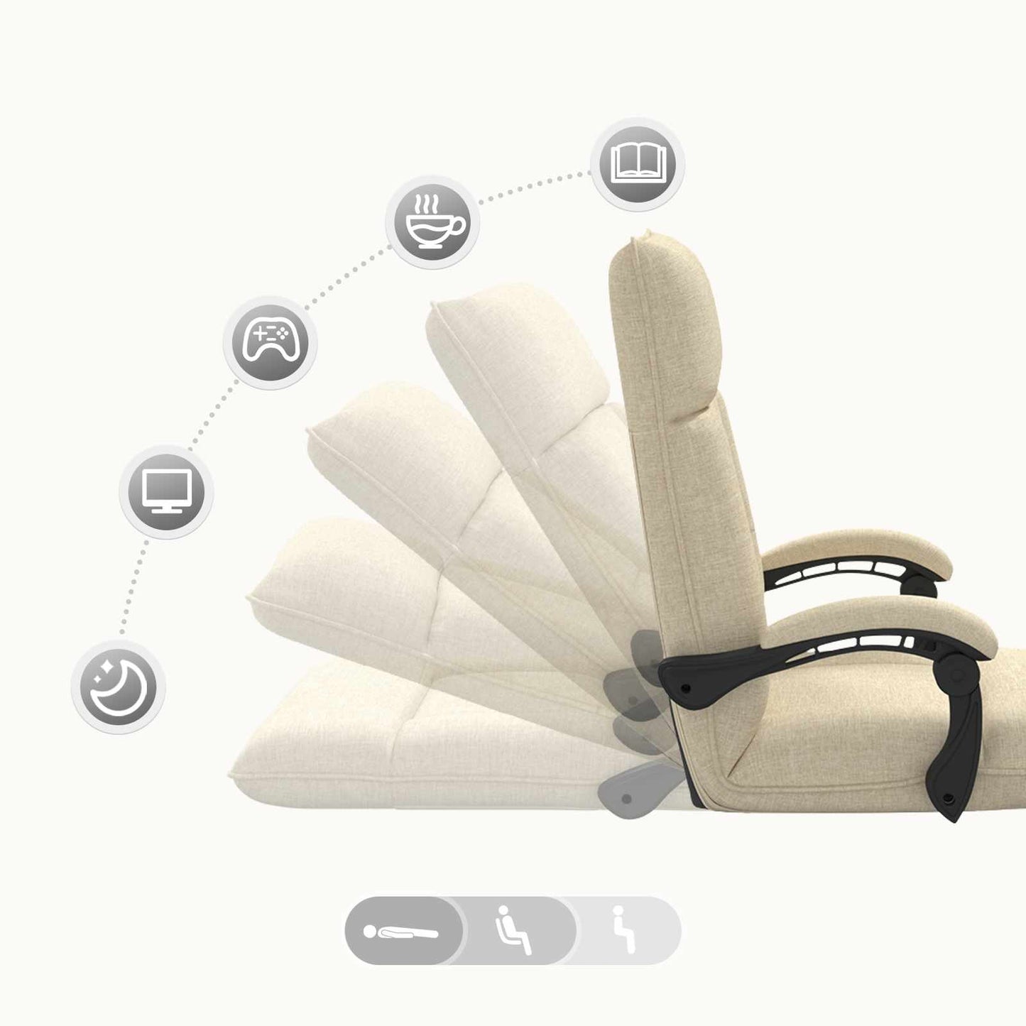Sedia da Pavimento Crema 66 x 66 x 80 cm Tessuto | homemem39