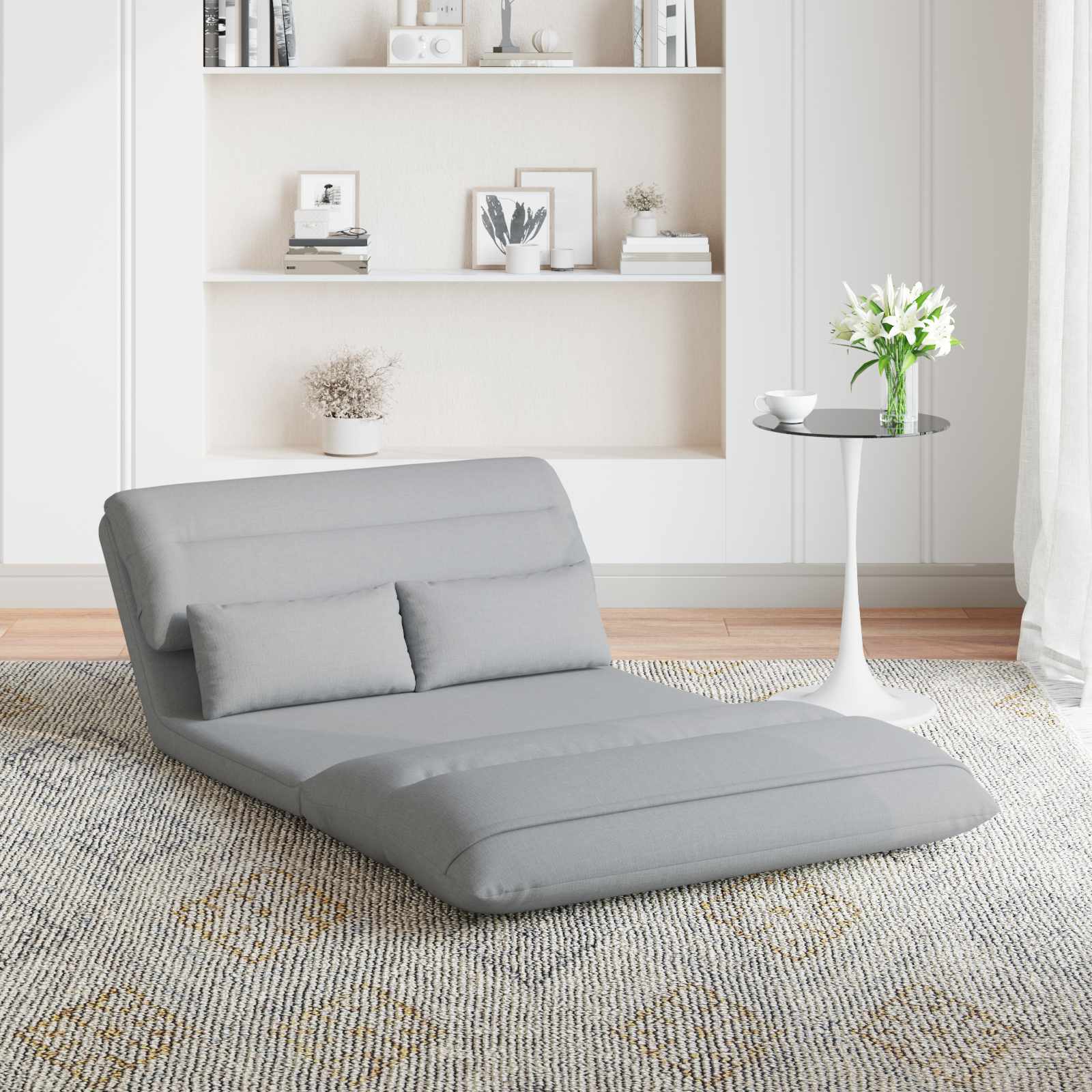 Sedia da Pavimento Grigio chiaro 110 x 82 x 55 cm Tessuto | homemem39