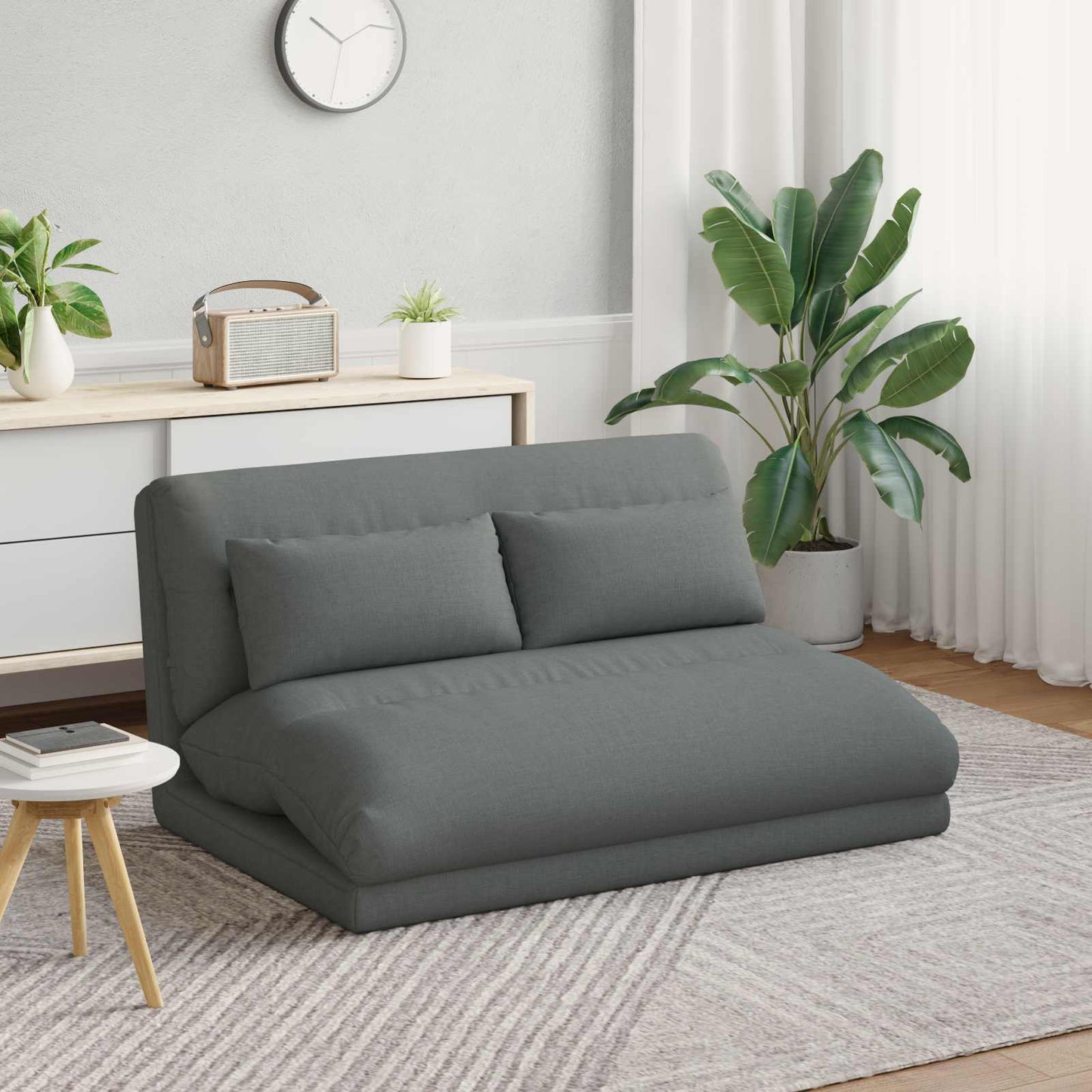 Sedia da Pavimento Grigio scuro 110 x 82 x 55 cm Tessuto | homemem39