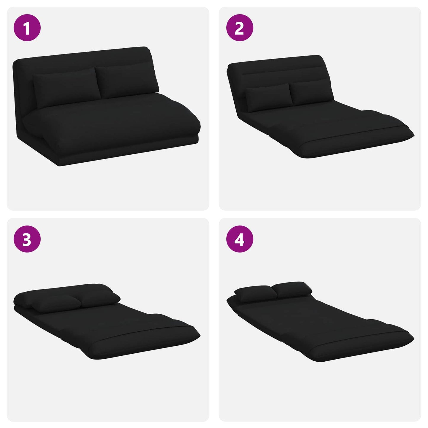 Sedia da Pavimento Nero 110 x 82 x 55 cm Tessuto | homemem39