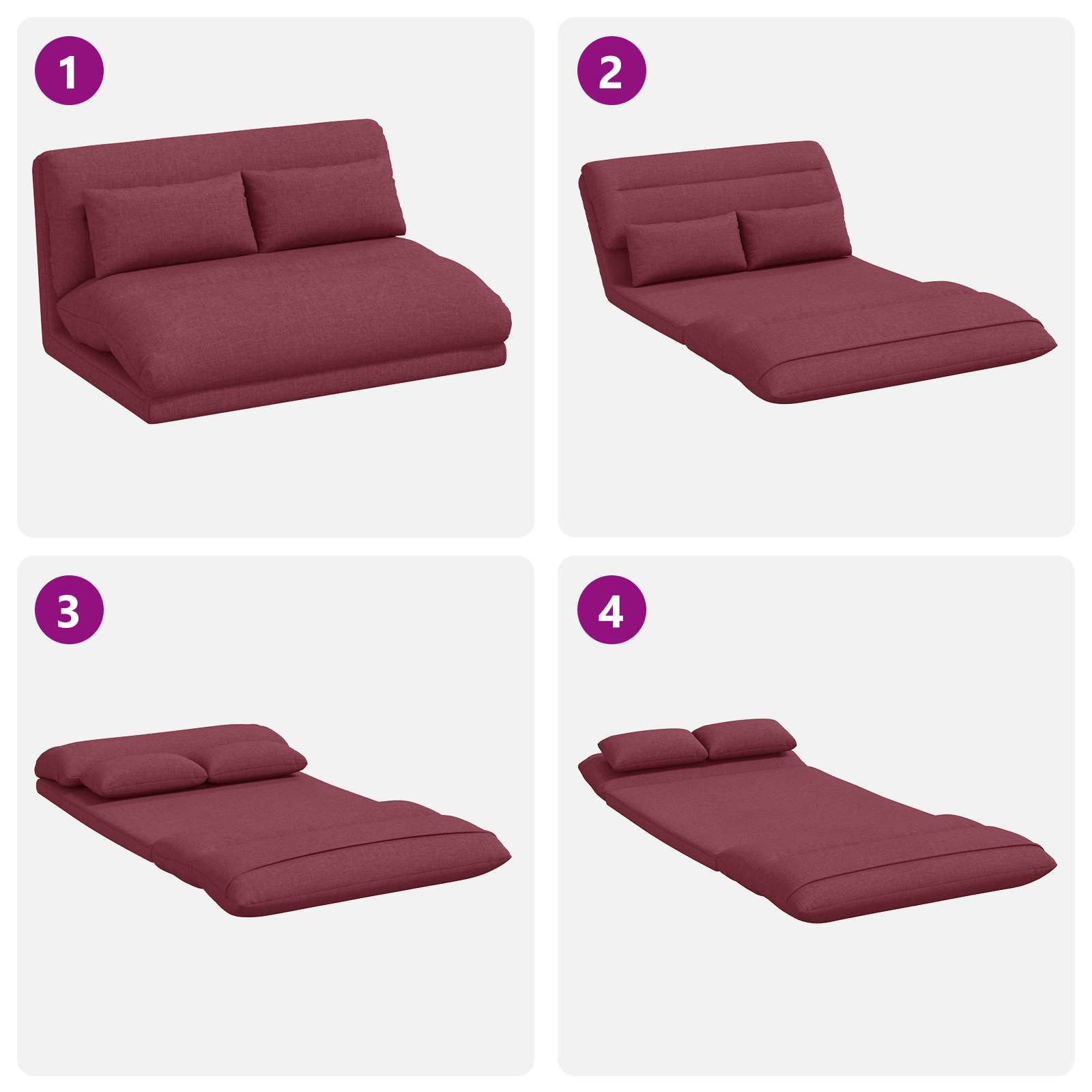 Sedia da Pavimento Rosso Vino 110 x 82 x 55 cm Tessuto | homemem39