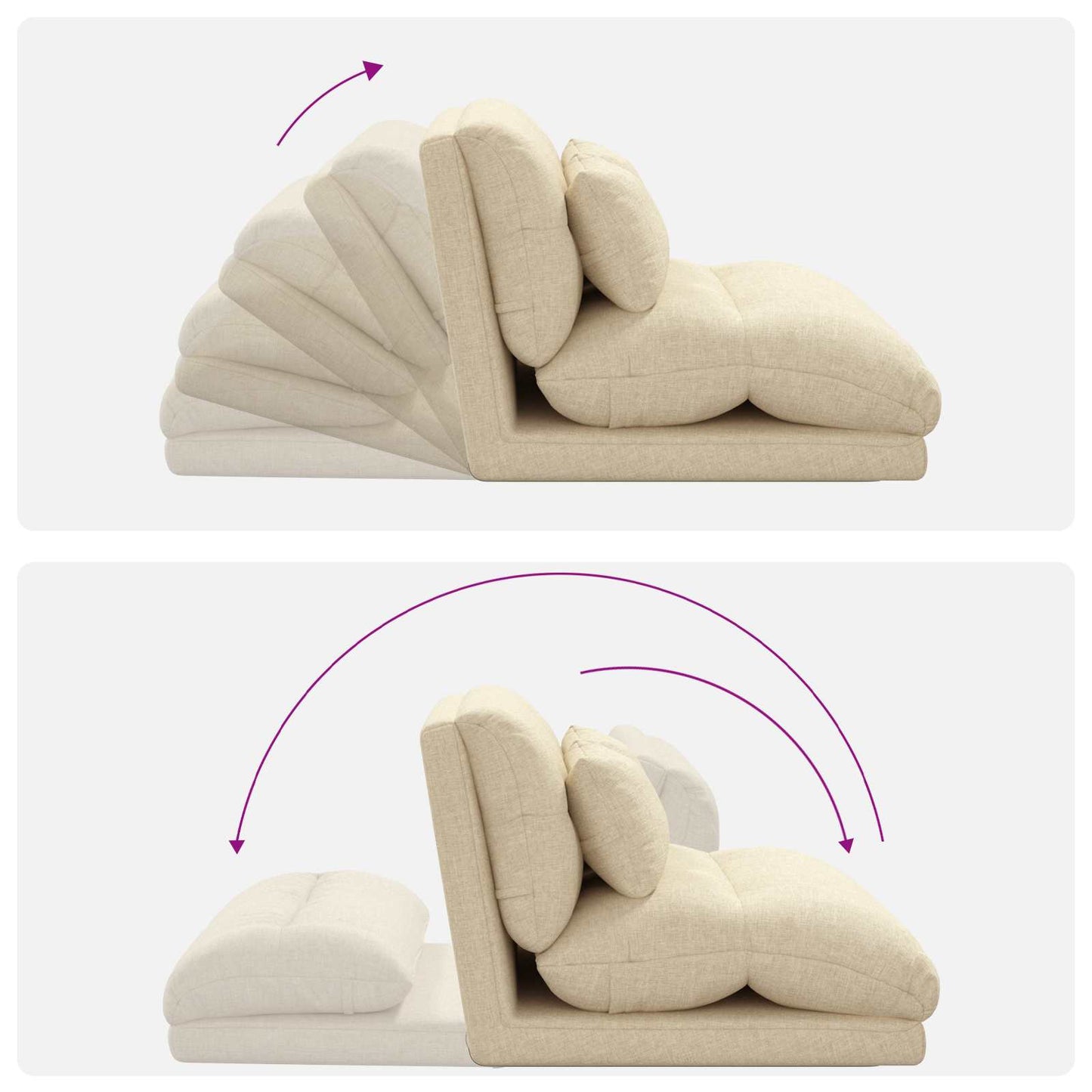 Sedia da Pavimento Crema 110 x 82 x 55 cm Tessuto | homemem39