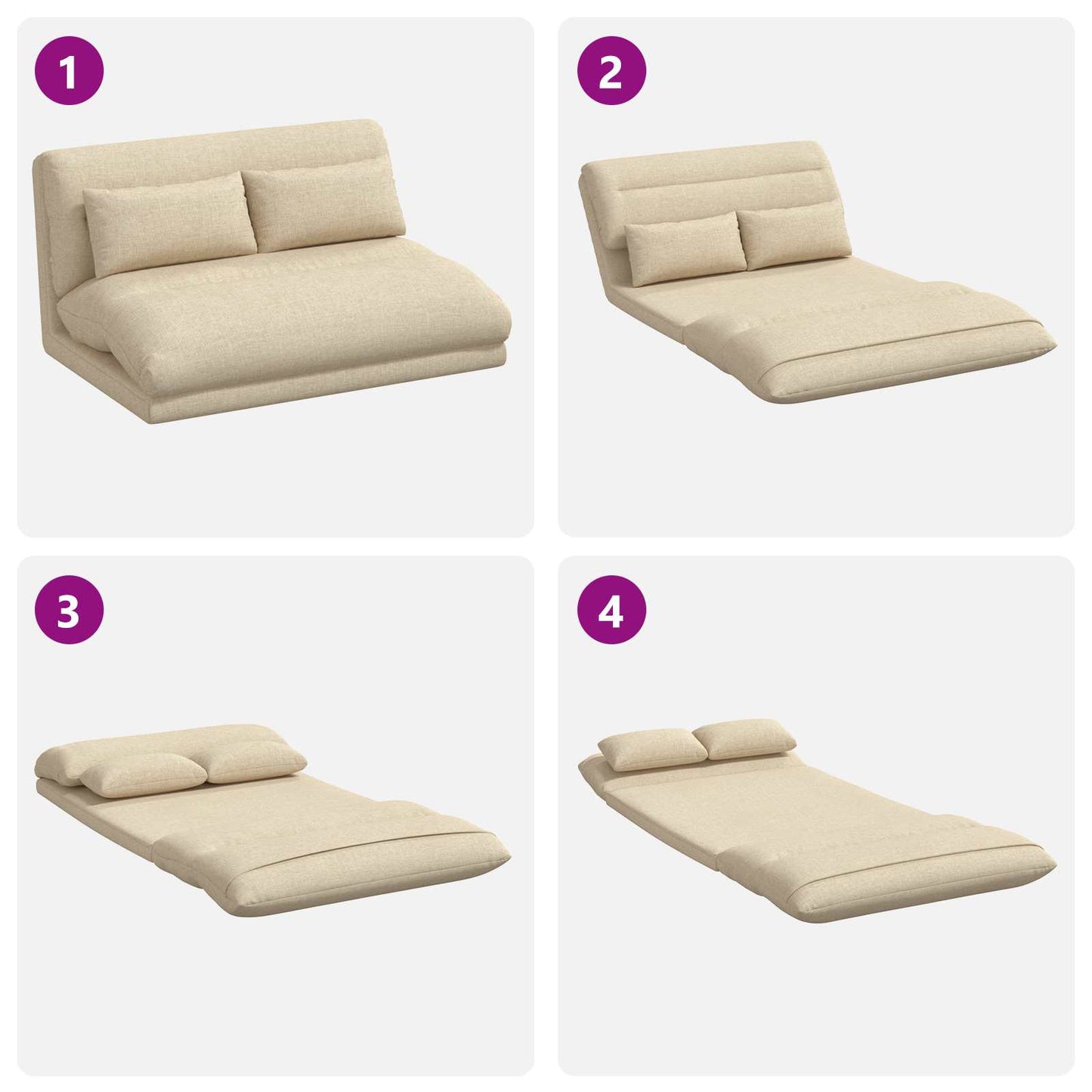 Sedia da Pavimento Crema 110 x 82 x 55 cm Tessuto | homemem39