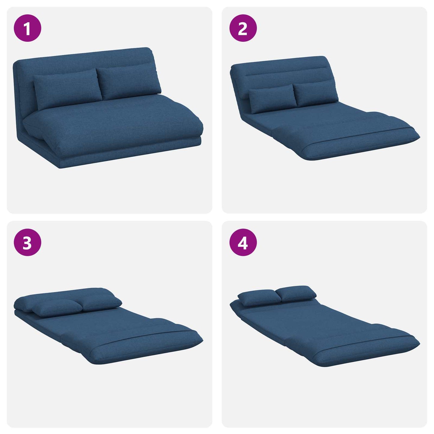 Sedia da Pavimento Blu 110 x 82 x 55 cm Tessuto | homemem39