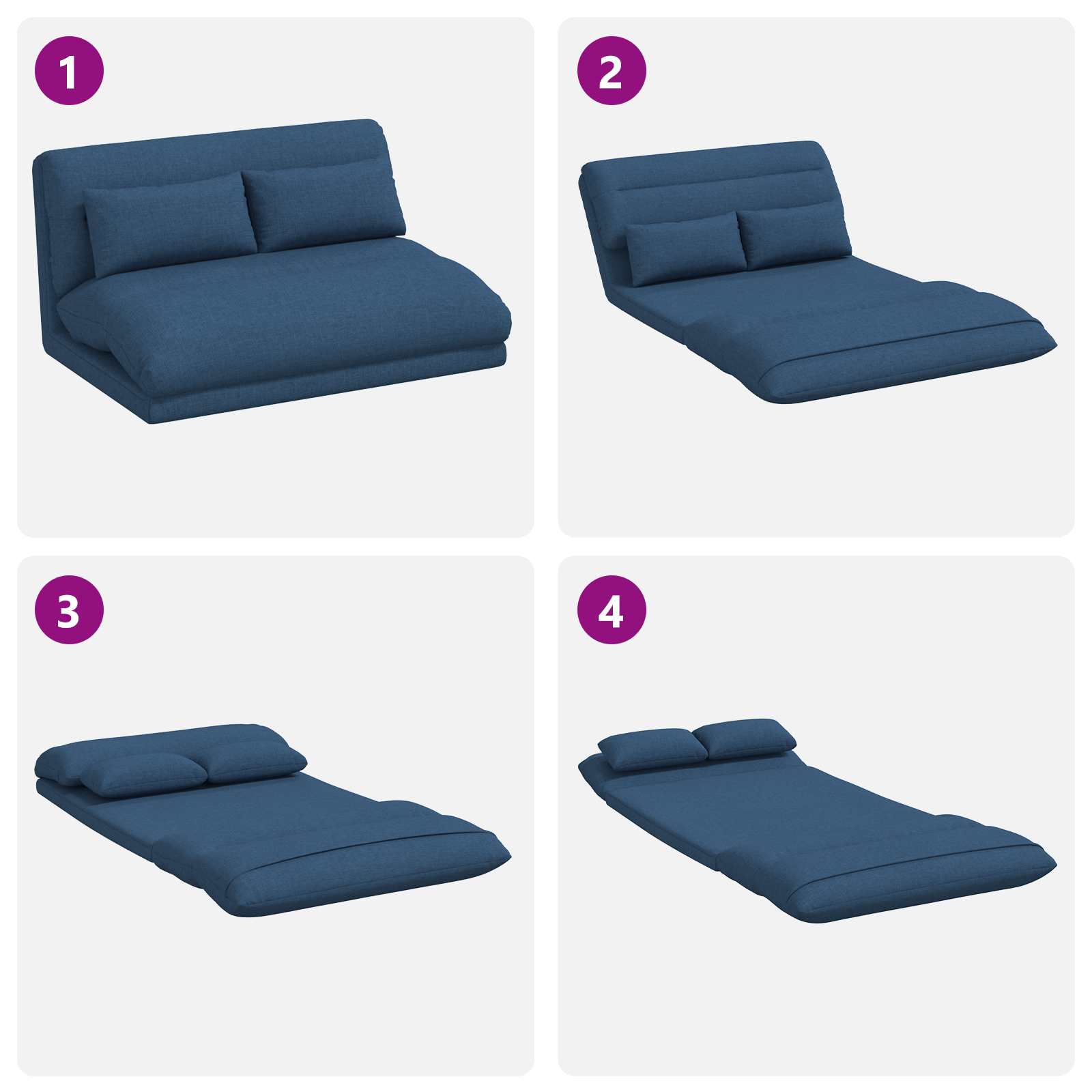 Sedia da Pavimento Blu 110 x 82 x 55 cm Tessuto | homemem39
