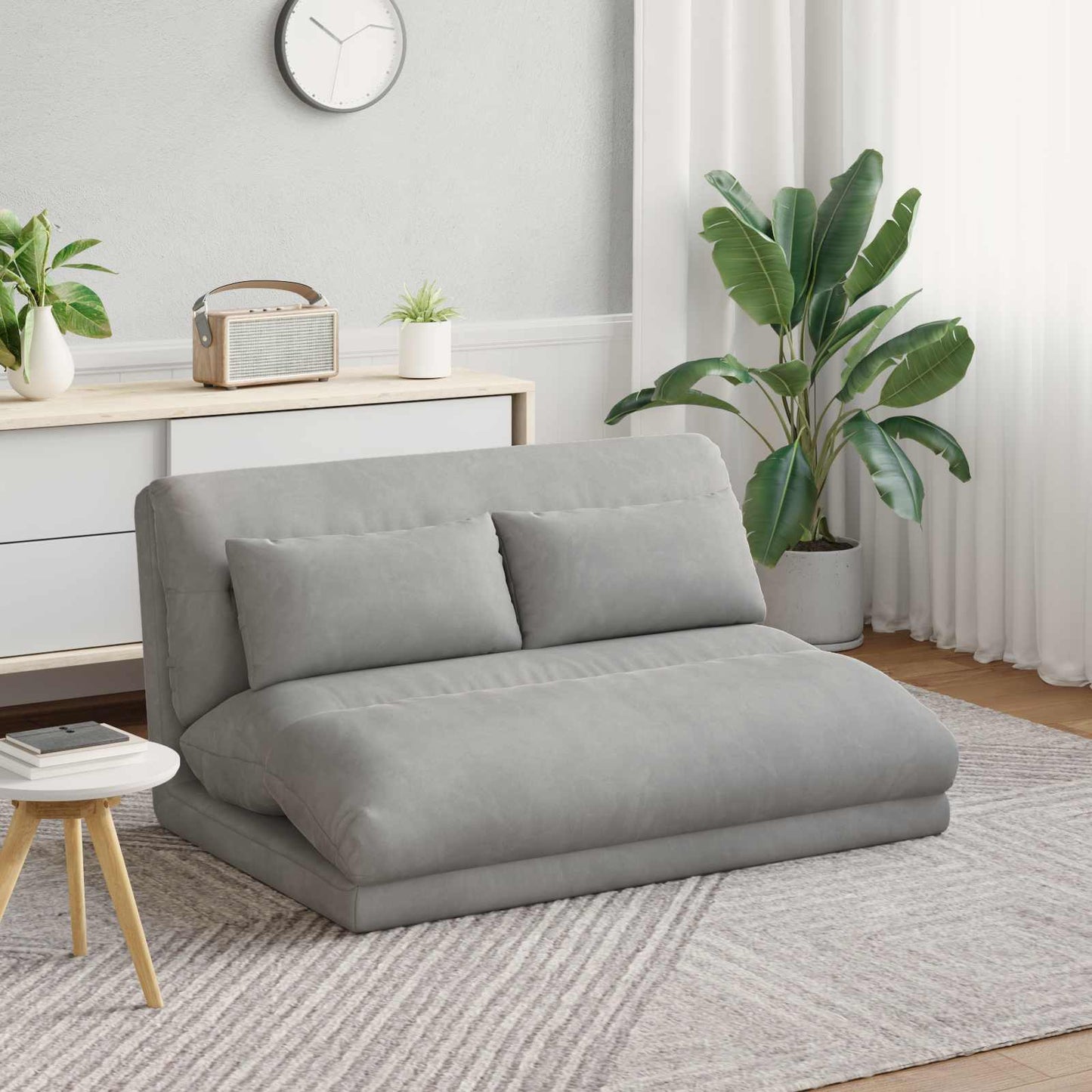 Sedia a pavimento regolabile Grigio Chiaro Velluto