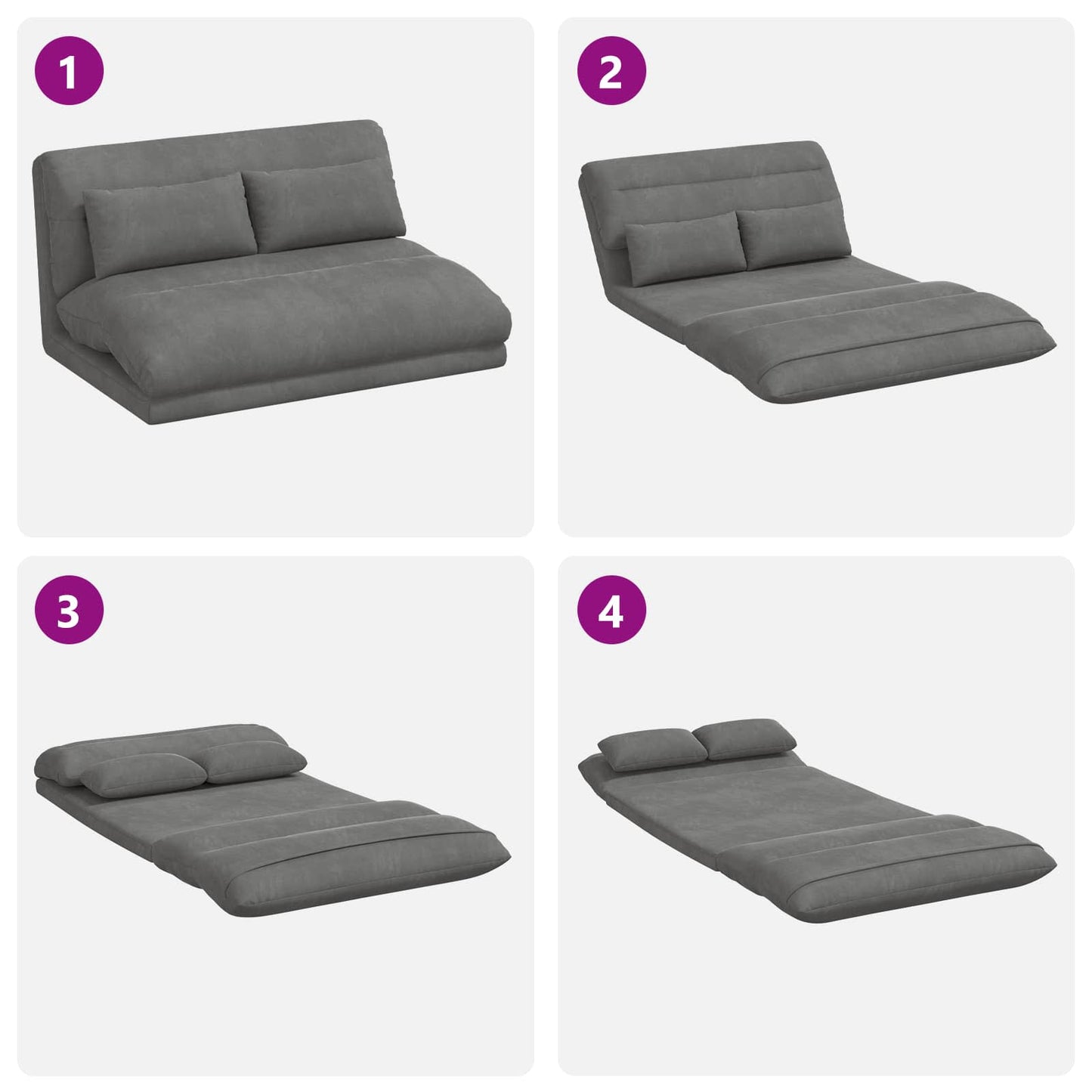 Sedia da Pavimento Grigio scuro 110 x 82 x 55 cm Velluto | homemem39