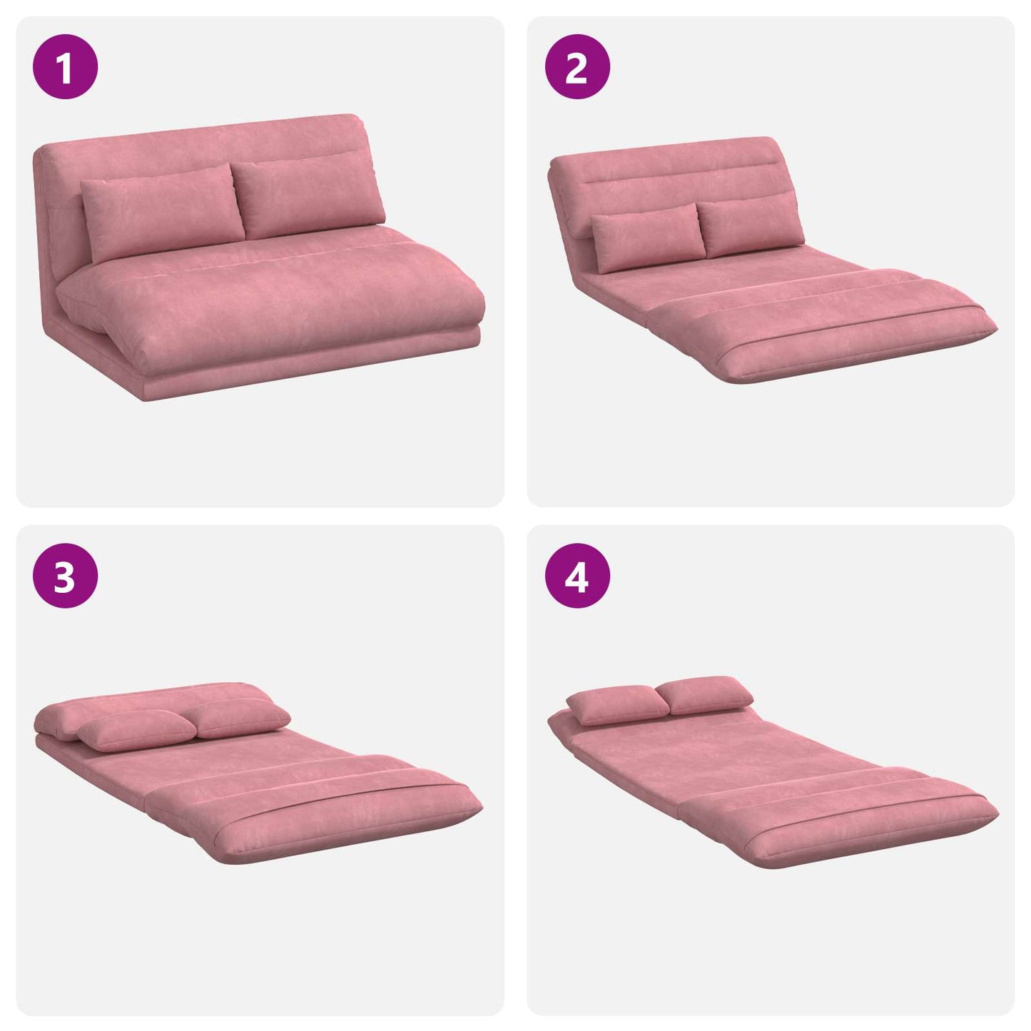 Sedia da Pavimento Rosa 110 x 82 x 55 cm Velluto | homemem39