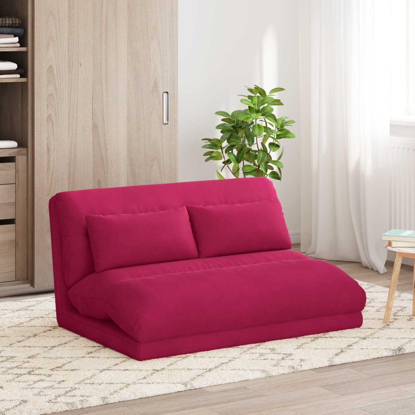 Sedia da Pavimento Rosso Vino 110 x 82 x 55 cm Velluto | homemem39