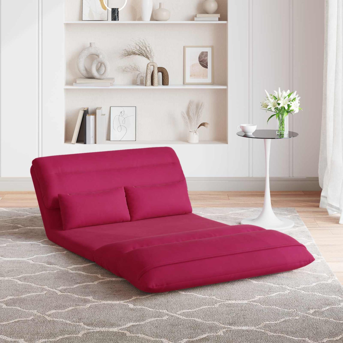 Sedia da Pavimento Rosso Vino 110 x 82 x 55 cm Velluto | homemem39