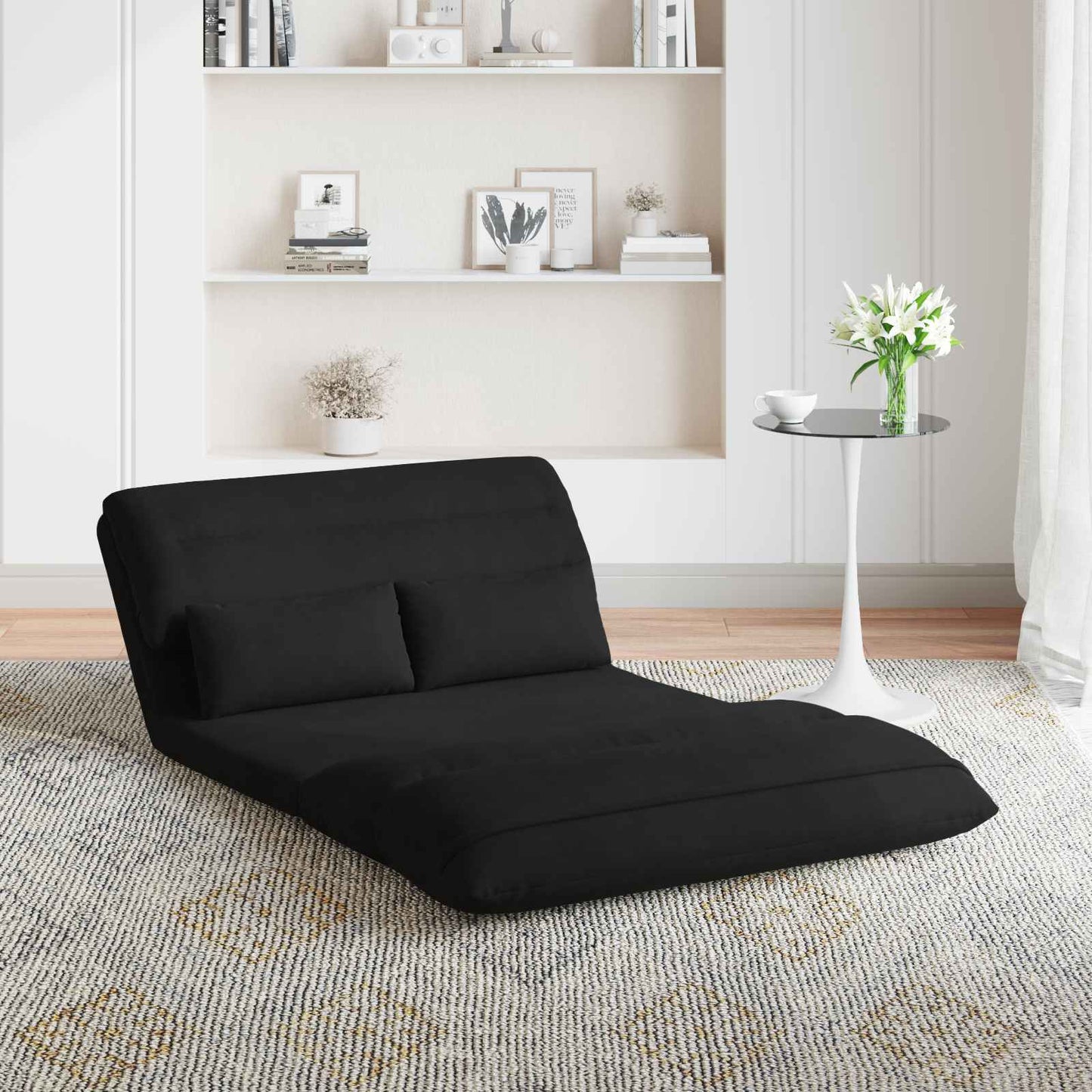 Sedia da Pavimento Nero 110 x 82 x 55 cm Velluto | homemem39