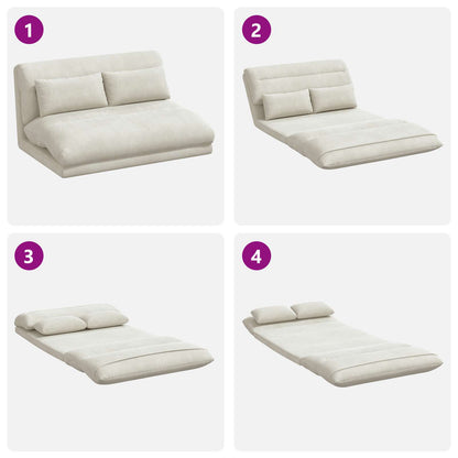 Sedia da Pavimento Crema 110 x 82 x 55 cm Velluto | homemem39