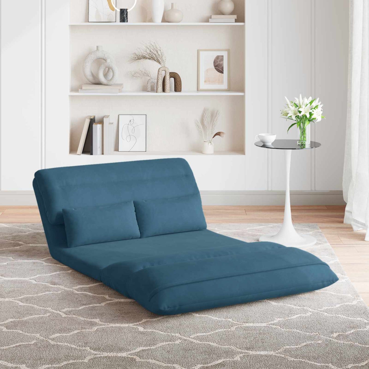 Sedia da Pavimento Blu 110 x 82 x 55 cm Velluto | homemem39