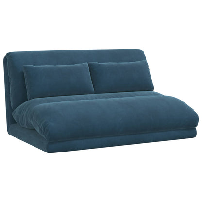 Sedia da Pavimento Blu 110 x 82 x 55 cm Velluto | homemem39
