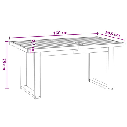 Tavolo da pranzo NOAIN 160 cm Legno Massello di Pino Nero
