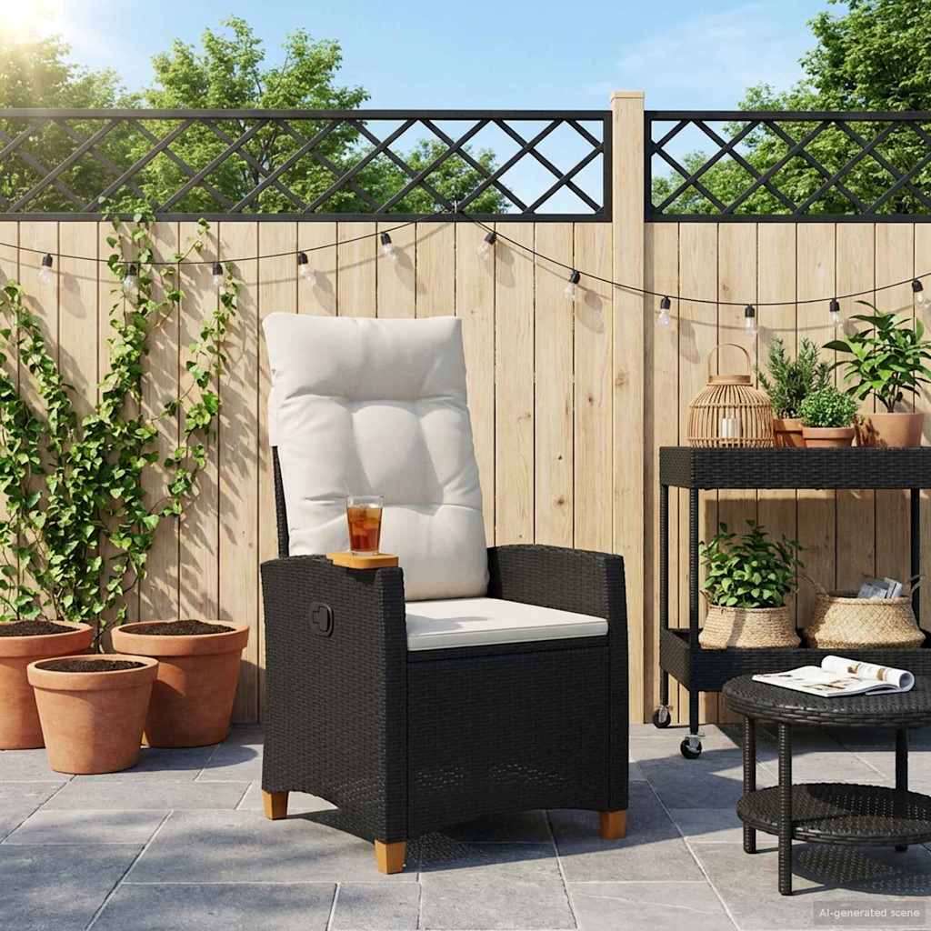 Poltrona reclinabile con tavolino 62 x 64 x 112 cm polyrattan | homemem39
