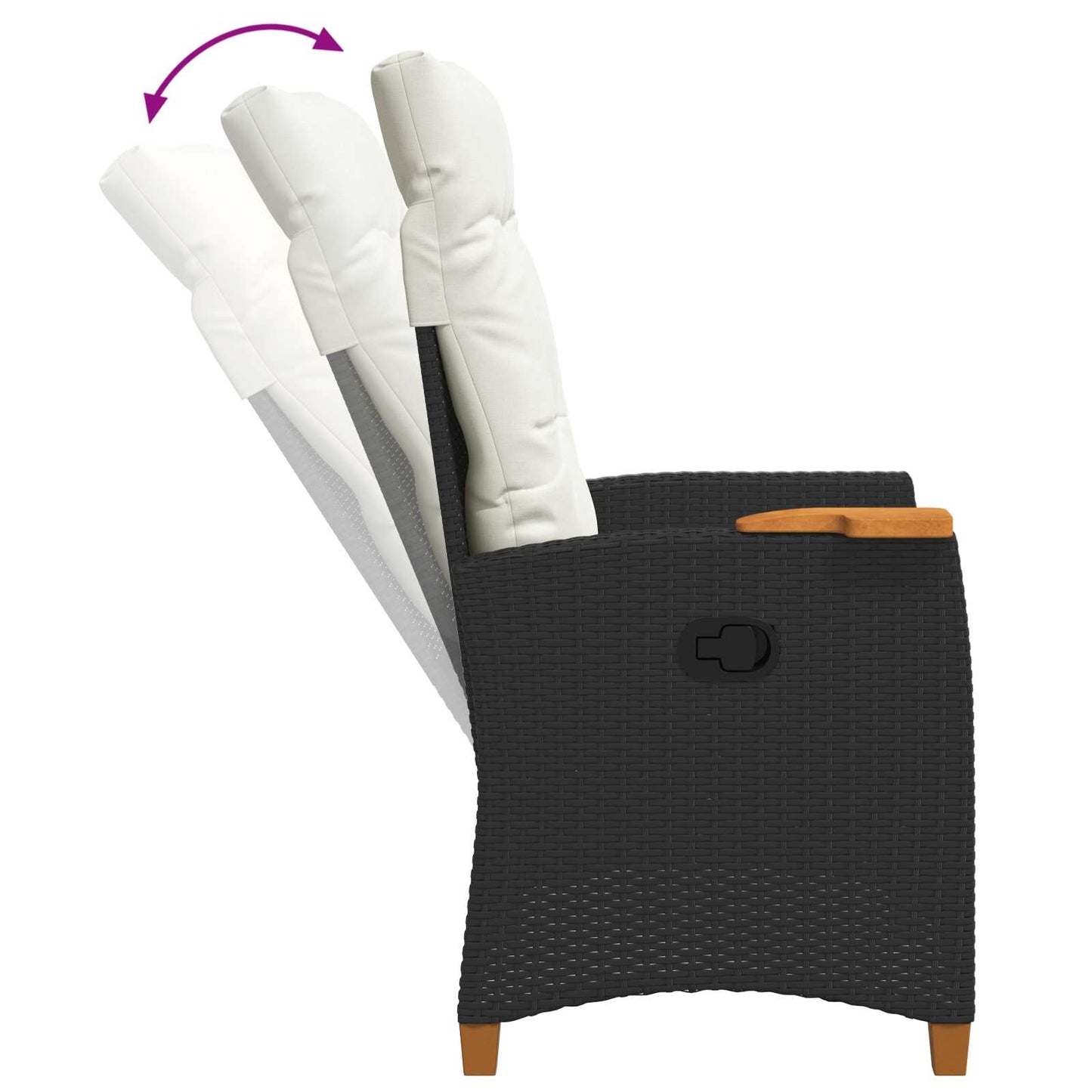 Poltrona reclinabile con tavolino 62 x 64 x 112 cm polyrattan | homemem39