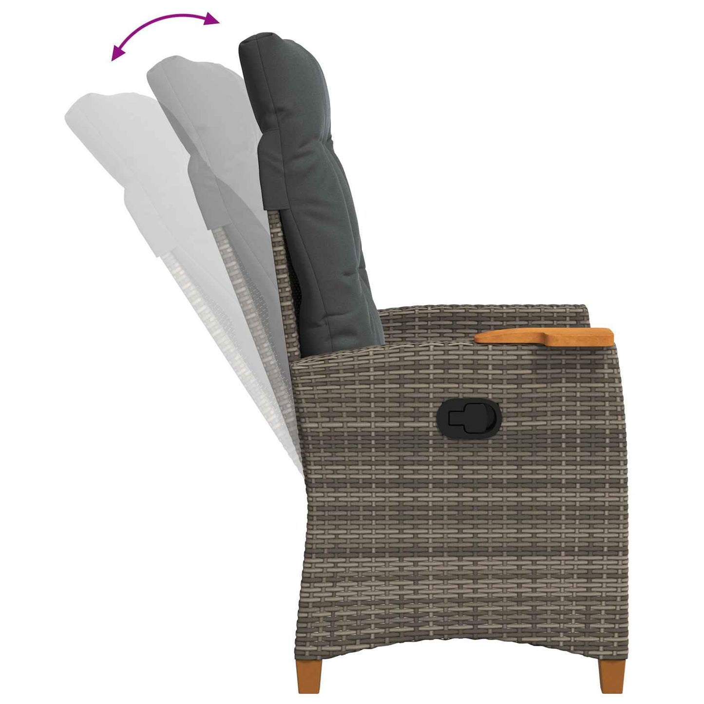 Poltrona reclinabile con tavolino 62 x 64 x 112 cm polyrattan | homemem39
