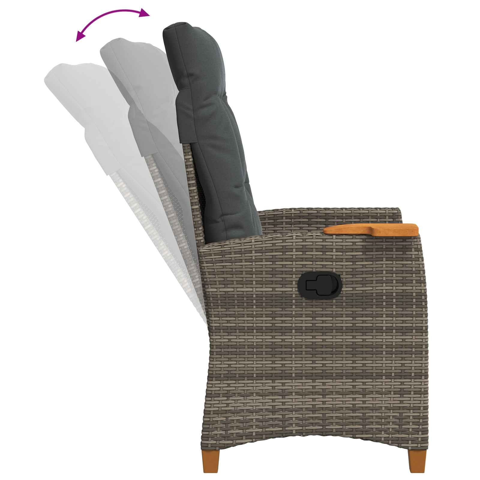 Poltrona reclinabile con tavolino 62 x 64 x 112 cm polyrattan | homemem39