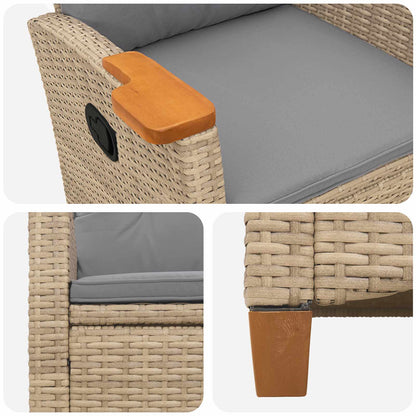 Poltrona reclinabile con tavolino 62 x 64 x 112 cm polyrattan | homemem39