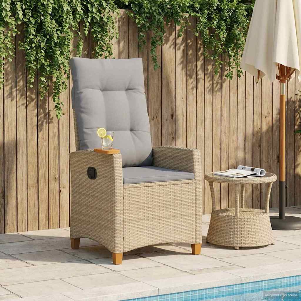 Poltrona reclinabile con tavolino 62 x 64 x 112 cm polyrattan