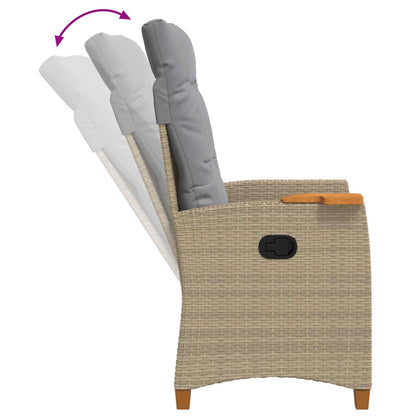 Poltrona reclinabile con tavolino 62 x 64 x 112 cm polyrattan
