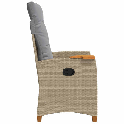 Poltrona reclinabile con tavolino 62 x 64 x 112 cm polyrattan | homemem39