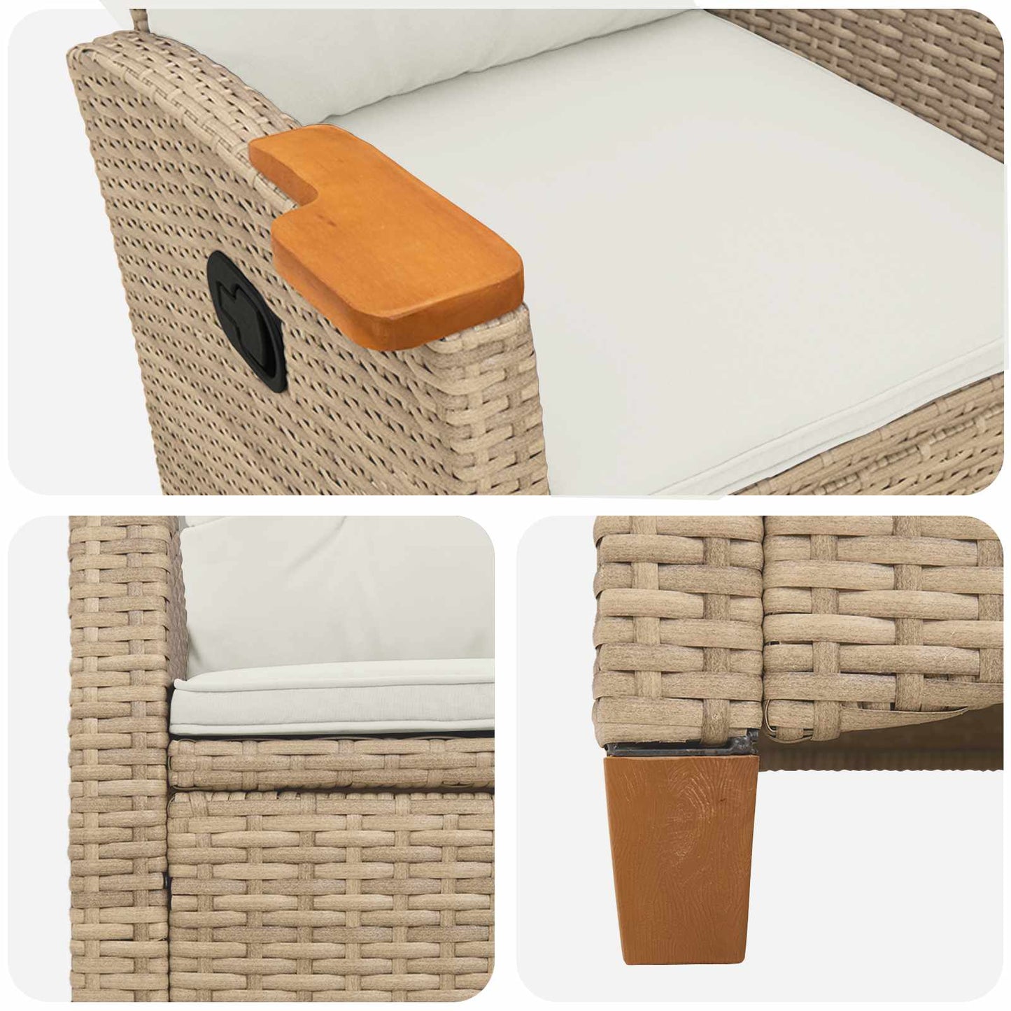 Poltrona reclinabile con tavolino 62 x 64 x 112 cm polyrattan | homemem39