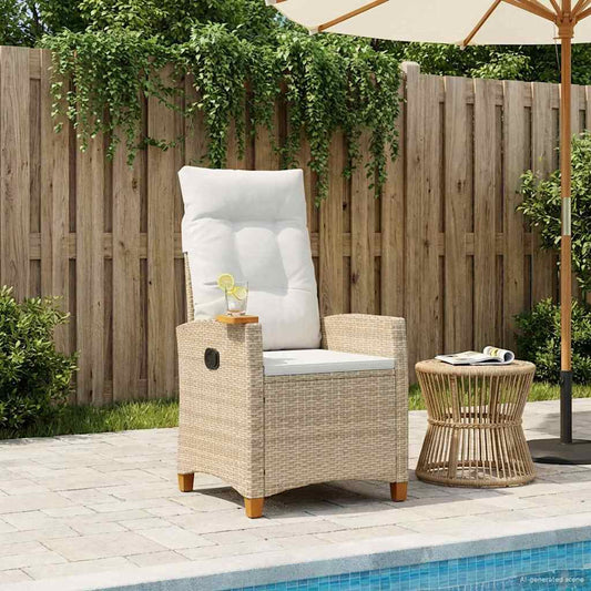 Poltrona reclinabile con tavolino 62 x 64 x 112 cm polyrattan | homemem39