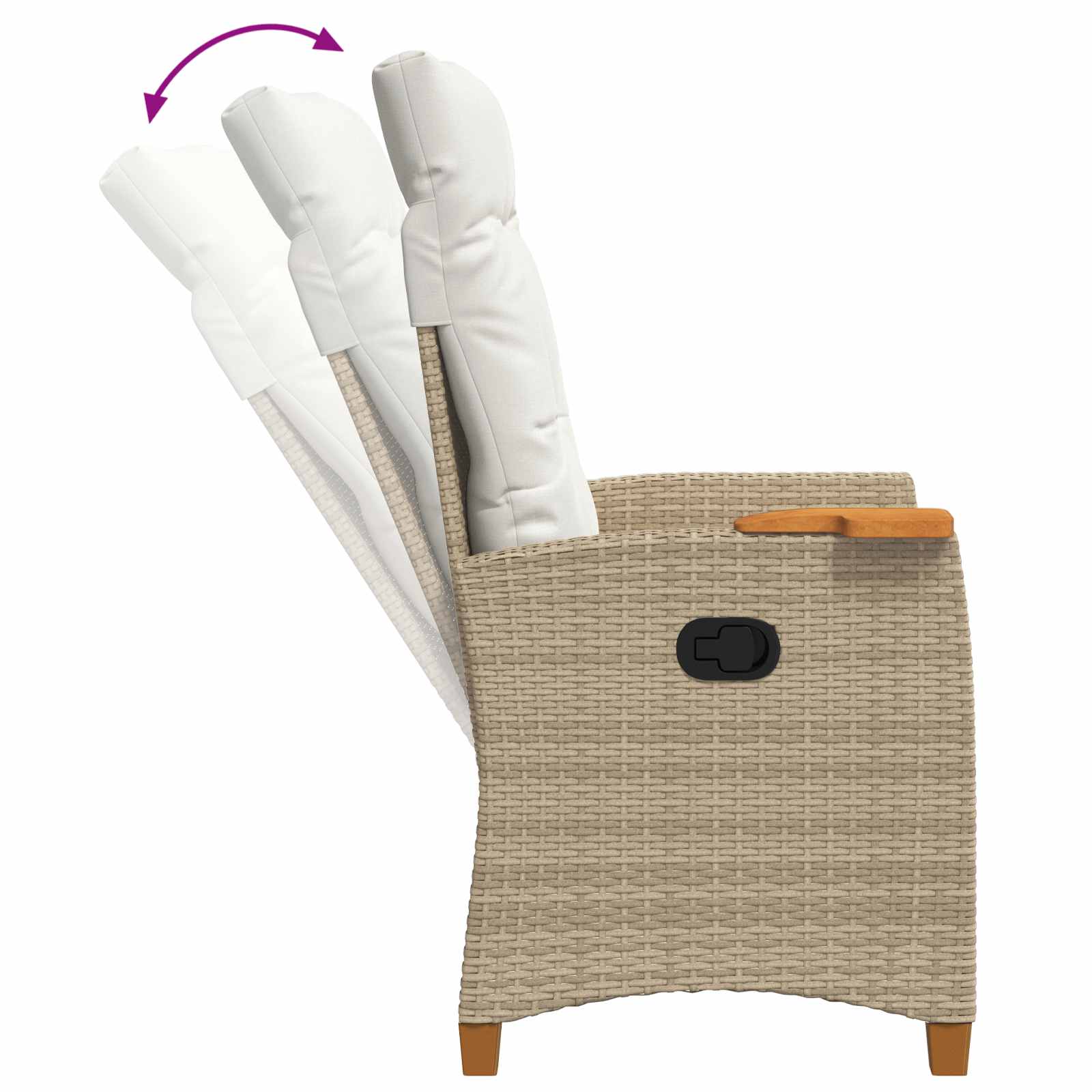 Poltrona reclinabile con tavolino 62 x 64 x 112 cm polyrattan | homemem39