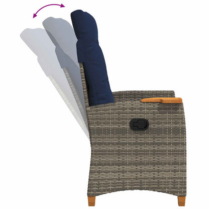 Poltrona reclinabile con tavolino 62 x 64 x 112 cm polyrattan | homemem39