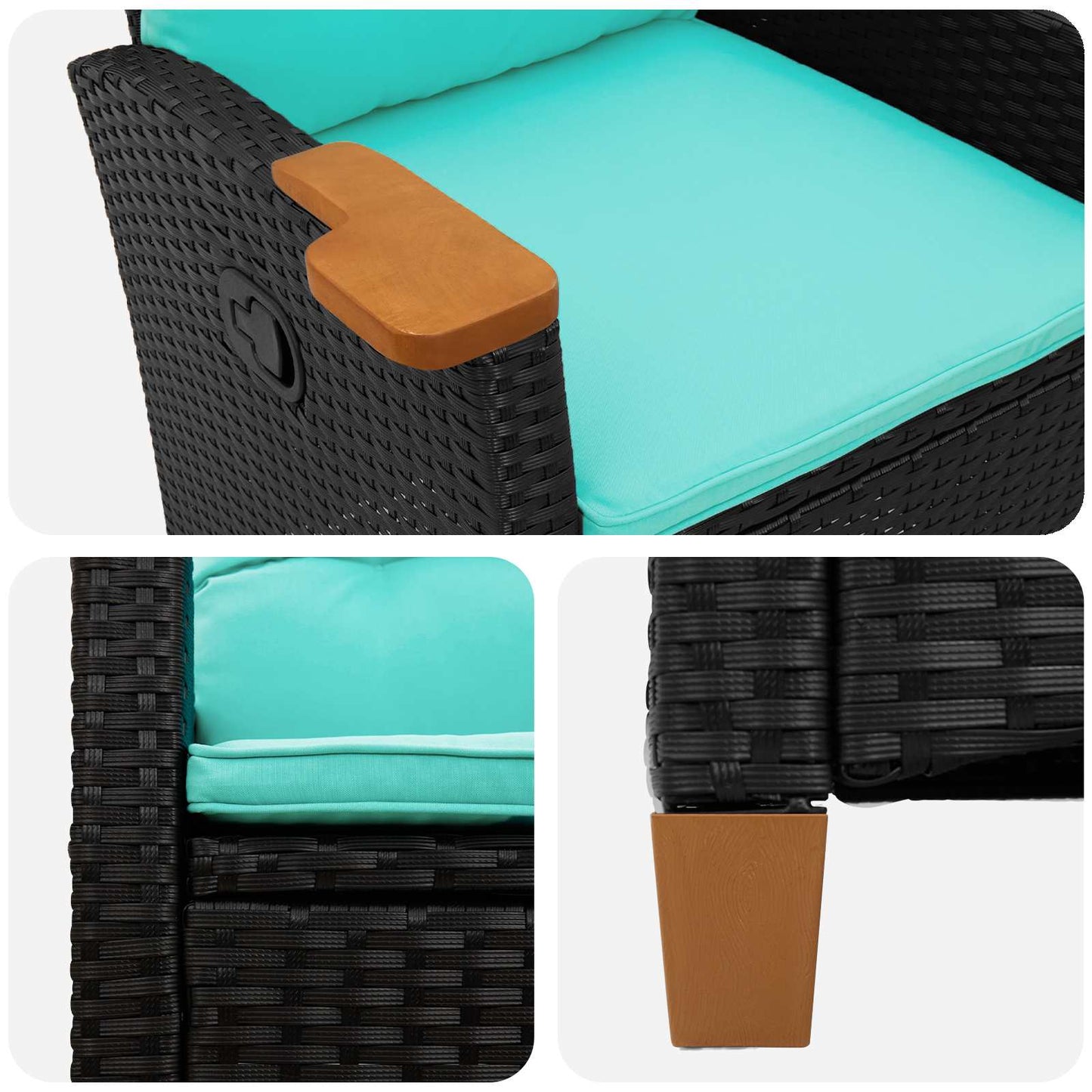 Poltrona reclinabile con tavolino 62 x 64 x 112 cm polyrattan | homemem39