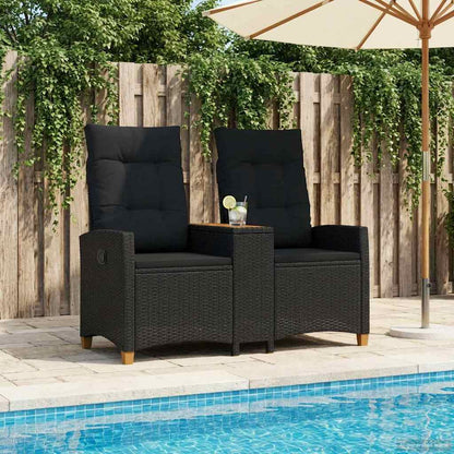 Panchina reclinabile con tavolo Nero 126 x 65 x 112 cm | homemem39