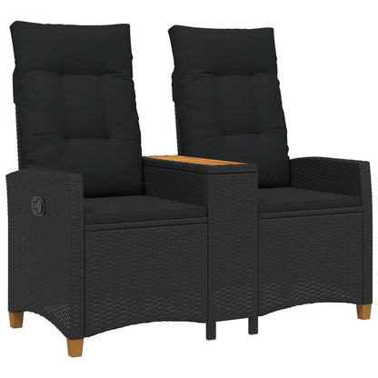 Panchina reclinabile con tavolo Nero 126 x 65 x 112 cm