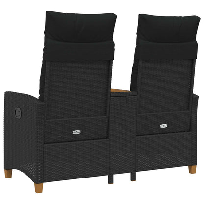 Panchina reclinabile con tavolo Nero 126 x 65 x 112 cm