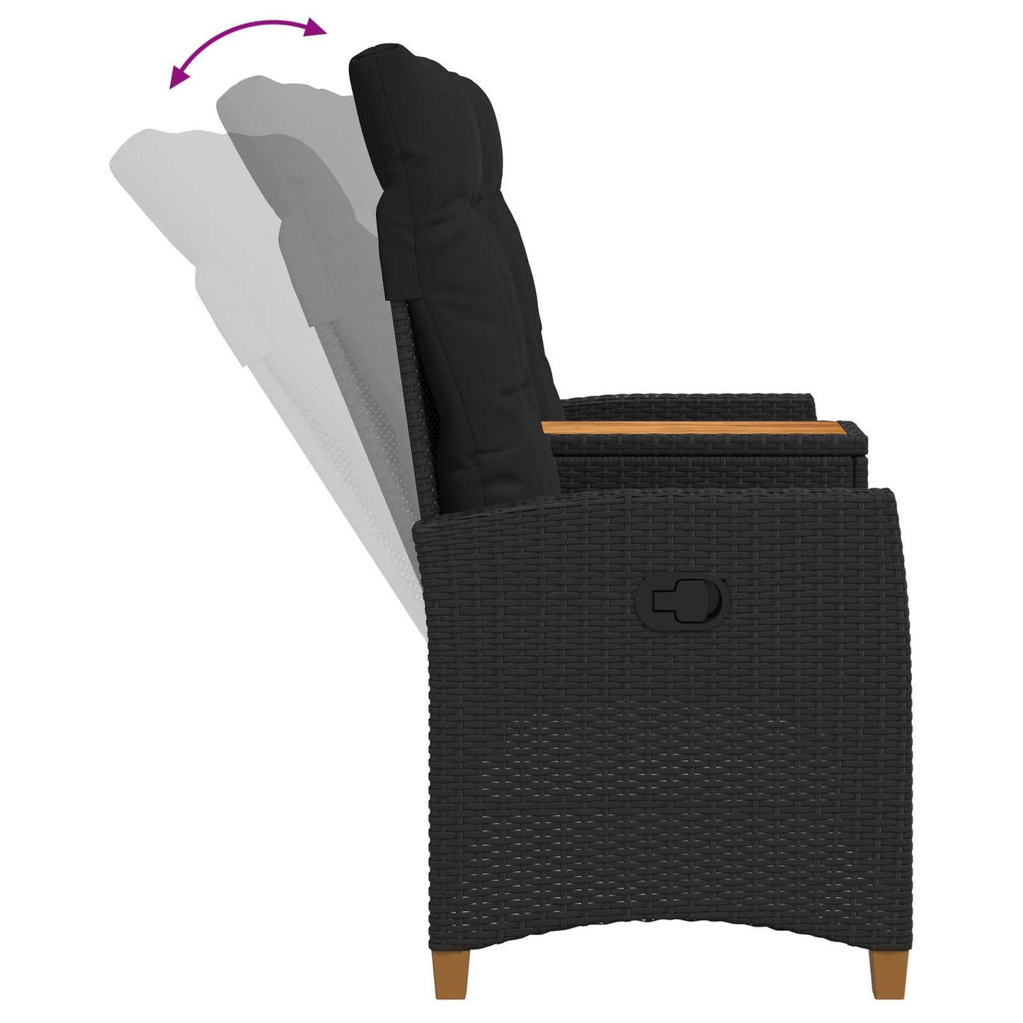 Panchina reclinabile con tavolo Nero 126 x 65 x 112 cm