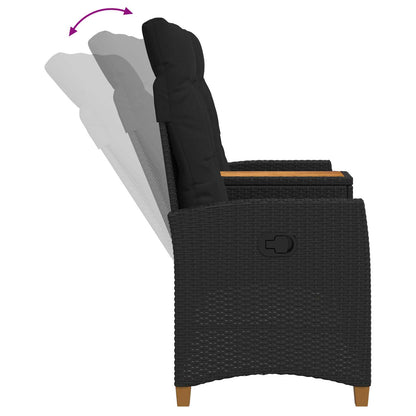 Panchina reclinabile con tavolo Nero 126 x 65 x 112 cm