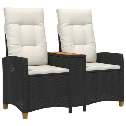 Panchina reclinabile con tavolo Nero e Bianco Crema polyrattan