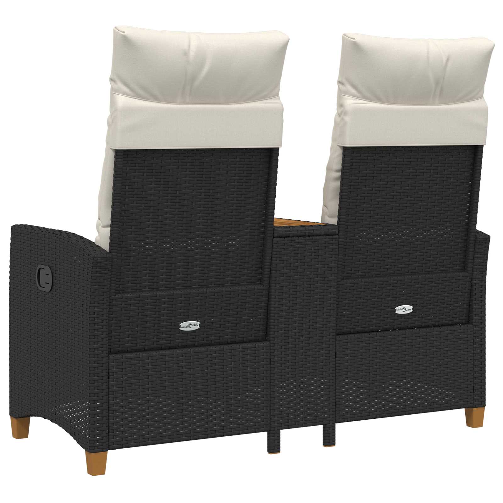 Panchina reclinabile con tavolo Nero e Bianco Crema polyrattan | homemem39