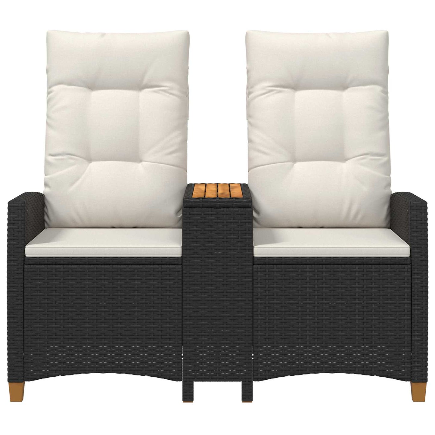 Panchina reclinabile con tavolo Nero e Bianco Crema polyrattan | homemem39