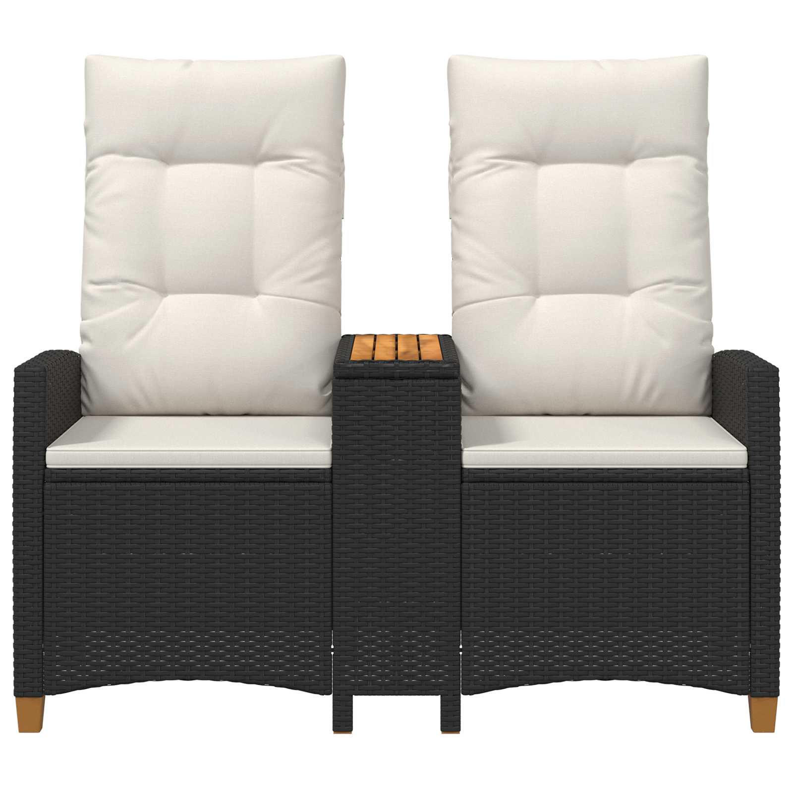Panchina reclinabile con tavolo Nero e Bianco Crema polyrattan | homemem39