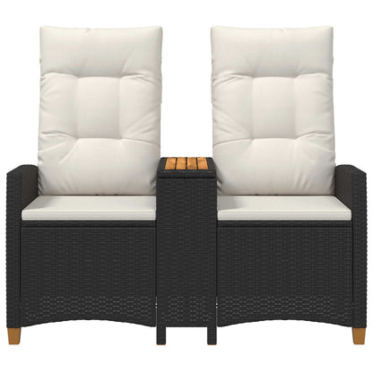 Panchina reclinabile con tavolo Nero e Bianco Crema polyrattan | homemem39